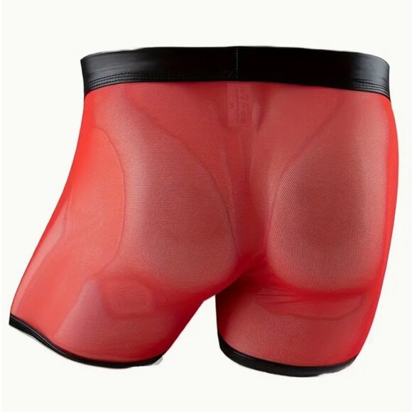 Low Rise Removable Faux Leather Crotch Boxer Brief M - Picture 3 of 9